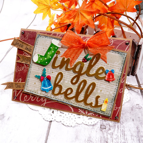 Inlovearts "Jingle Bell" Words with Little Decor Cutting Dies
