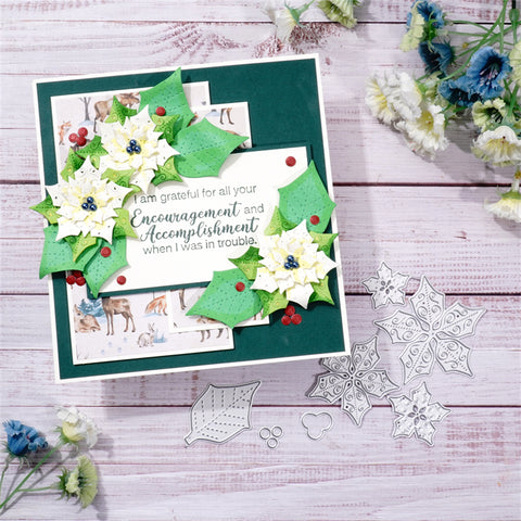 Inloveartshop Poinsettia Petal & Leaves Decor Nature Cutting Dies