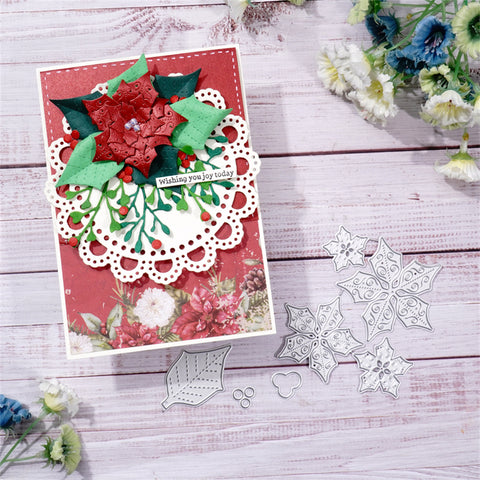Inloveartshop Poinsettia Petal & Leaves Decor Nature Cutting Dies