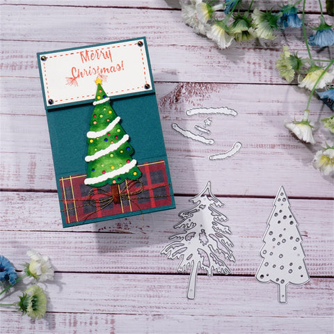 Inlovearts Christmas Tree Covered With Snow Cutting Dies