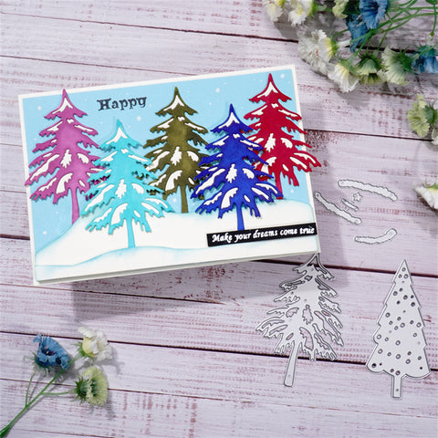 Inlovearts Christmas Tree Covered With Snow Cutting Dies