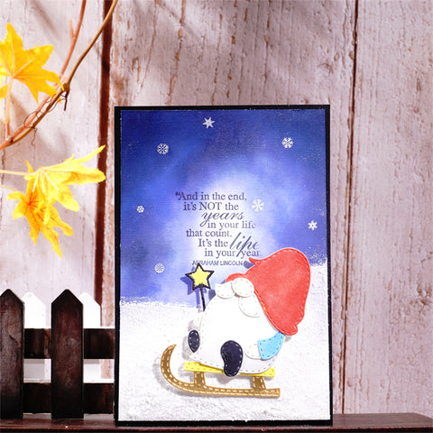 Gnome Holding a Star Magic Wand on Sled Cutting Dies