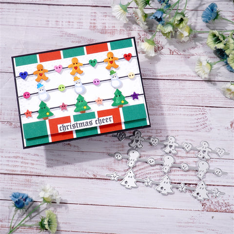Inlovearts Gingerbread Man, Christmas Tree, Snowman Border Cutting Dies