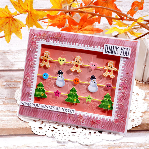 Inlovearts Gingerbread Man, Christmas Tree, Snowman Border Cutting Dies