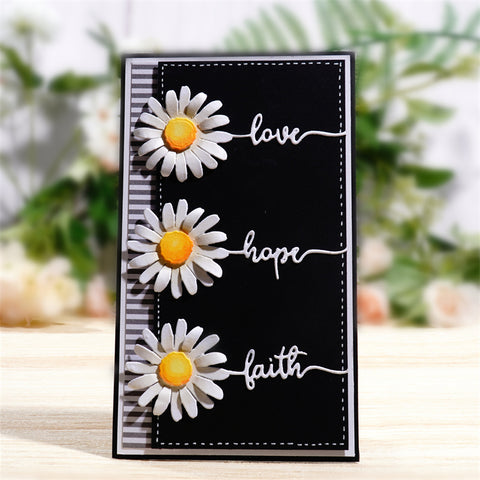 Inlovearts Sunflower with "Love, Faith, Hope" Word Cutting Dies