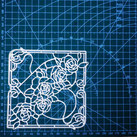Inlovearts Rose Heart Square Frame Cutting Dies