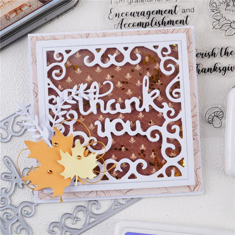Inloveartshop "Thank You" Hollow Background Board Cutting Dies