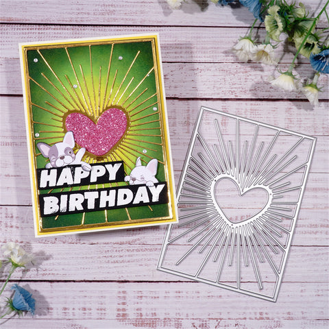 Inlovearts Heart-centered Line Background Board Cutting Dies