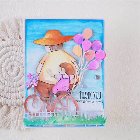 Father and Child Ride Bicycle Decor Dies
