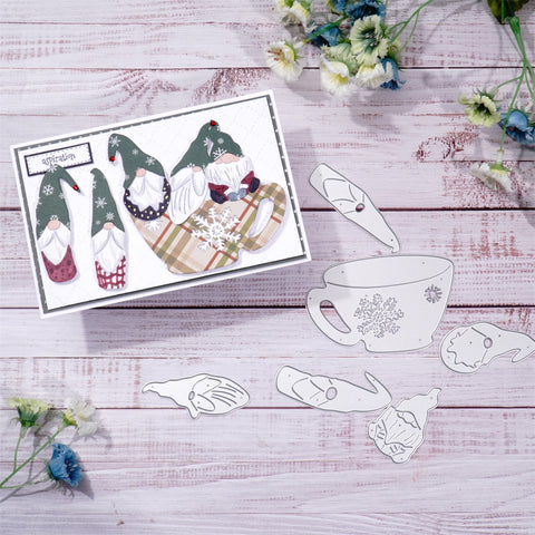 Inlovearts Gnomes in a Cup Metal Cutting Dies
