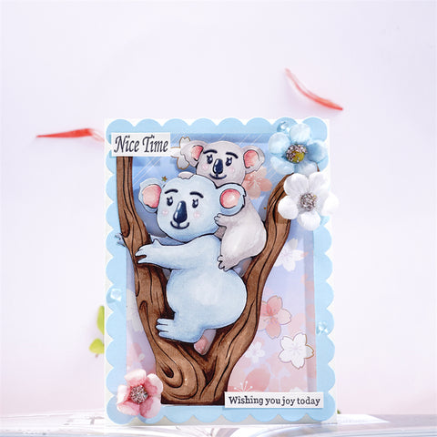 Inlovearts Koala Mother and Child on the Tree Cutting Dies
