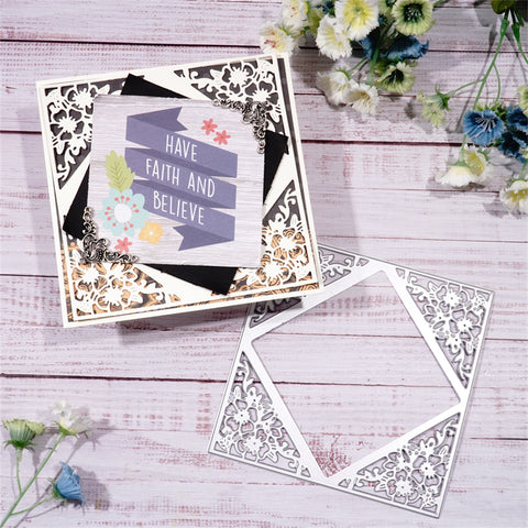 Inlovearts Square Flower Frame Cutting Dies