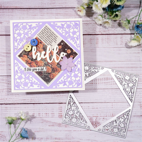 Inlovearts Square Flower Frame Cutting Dies