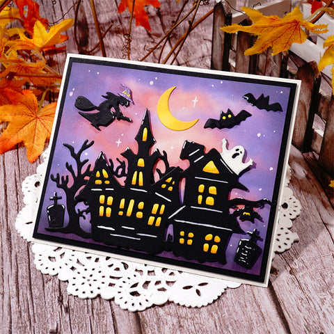 Inlovearts Halloween Castle and Dead Tree Cutting Dies