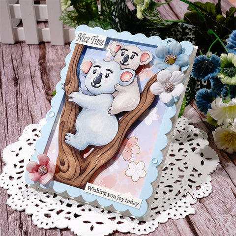 Inlovearts Koala Mother and Child on the Tree Cutting Dies
