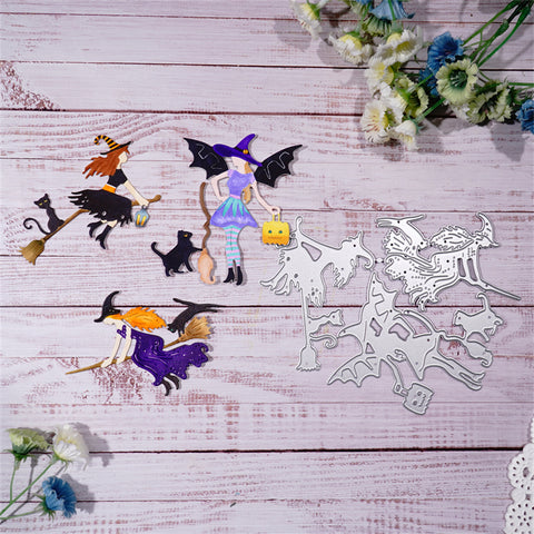 Inlovearts 3pcs Scary Halloween Witches Cutting Dies