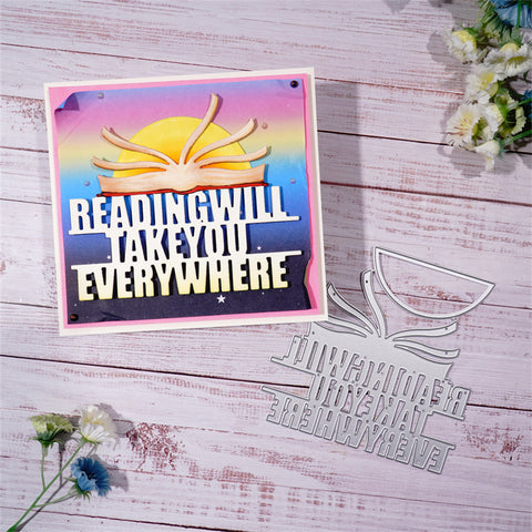 Inlovearts Book with "Reading Will Take You Everything" Word Cutting Dies