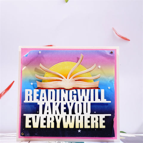 Inlovearts Book with "Reading Will Take You Everything" Word Cutting Dies