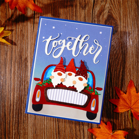Inlovearts Three Gnomes Sitting in Car Cutting Dies