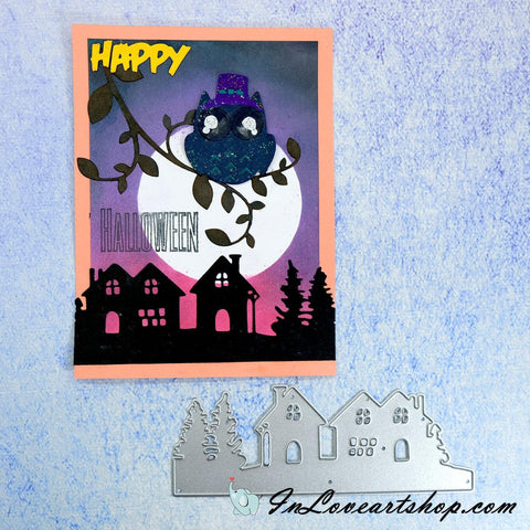 Tree and Village Scenes Dies - Inlovearts