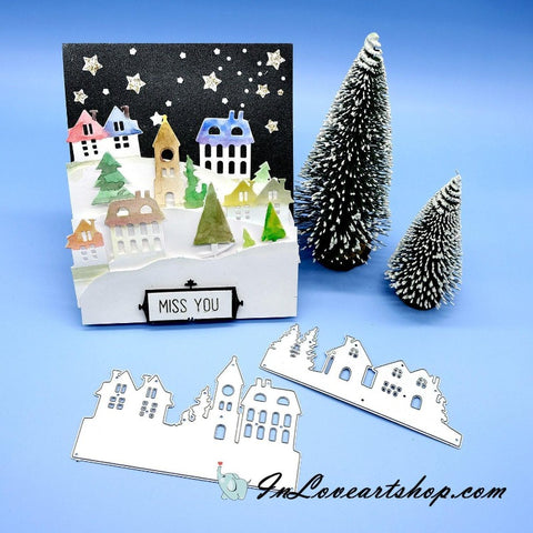 Tree and Village Scenes Dies - Inlovearts