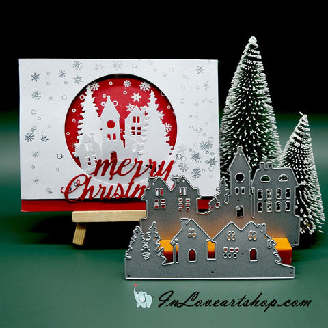 Inloveartshop Christmas Tree and Village Scenes Cutting Dies