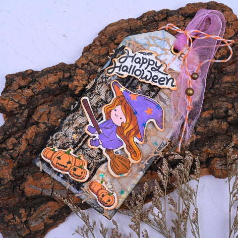 Cute Halloween Witches Dies with Stamps Set - Inlovearts