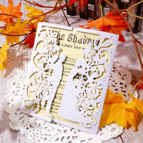 Inlovearts Foldable Bride and Groom Invitation Cutting Dies