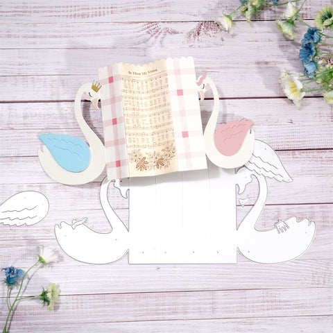 Inlovearts Folded Swans Background Metal Cutting Dies