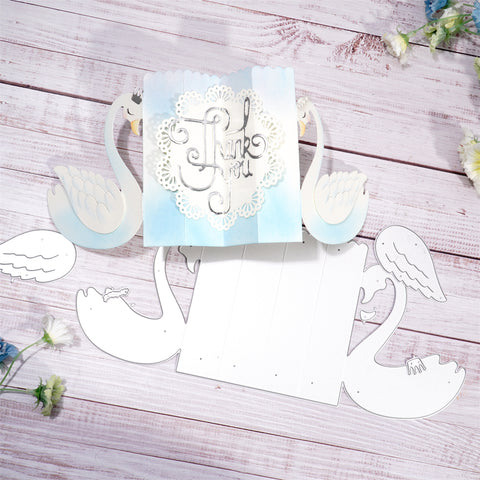 Inlovearts Folded Swans Background Metal Cutting Dies