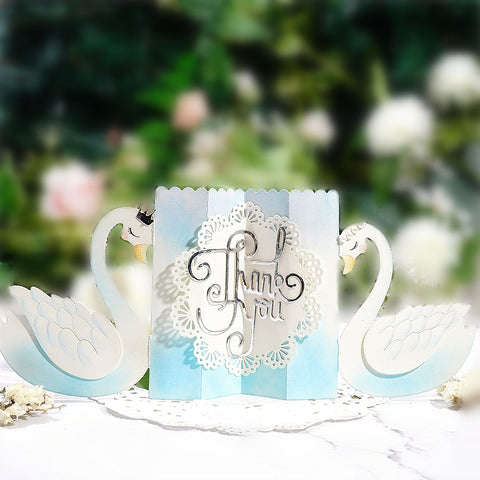 Inlovearts Folded Swans Background Metal Cutting Dies
