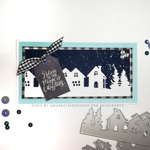Inloveartshop Christmas Tree and Village Scenes Cutting Dies