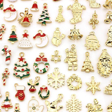 100 Pcs Christmas DIY Drip Alloy Pendant Decorations