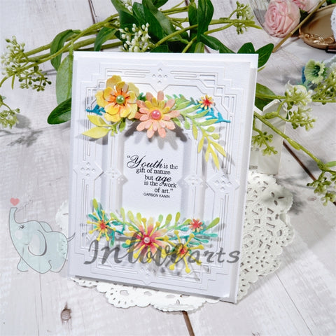 Inlovearts 2pcs Rectangular Lace Border Cutting Dies