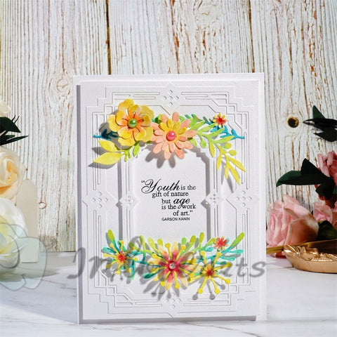 Inlovearts 2pcs Rectangular Lace Border Cutting Dies