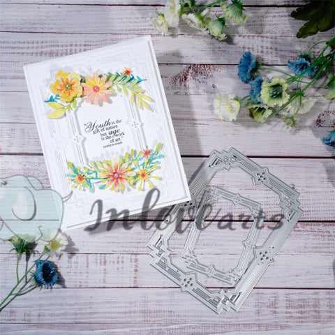 Inlovearts 2pcs Rectangular Lace Border Cutting Dies