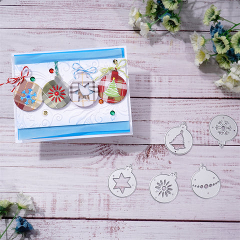 Inlovearts 5pcs Christmas Balls Metal Cutting Dies