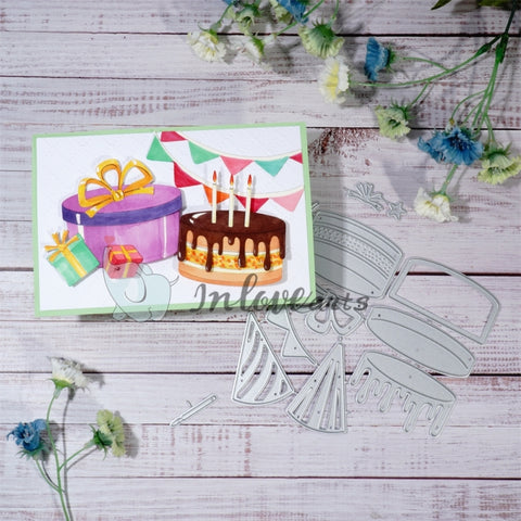 Inlovearts Birthday Cake and Gift Cutting Dies