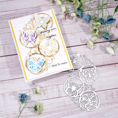 Inlovearts Butterfly Round Border Metal Cutting Dies