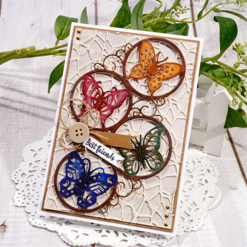 Inlovearts Butterfly Round Border Metal Cutting Dies