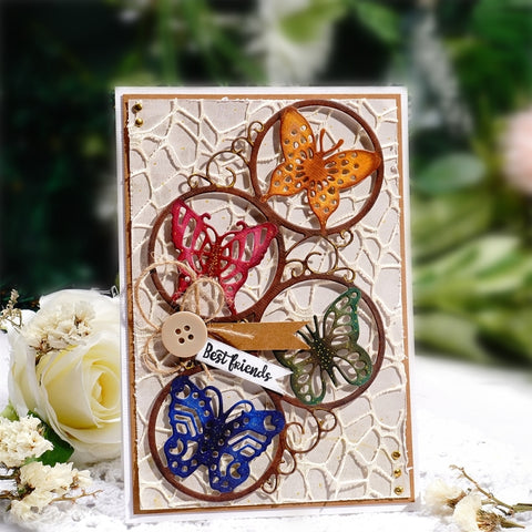 Inlovearts Butterfly Round Border Metal Cutting Dies