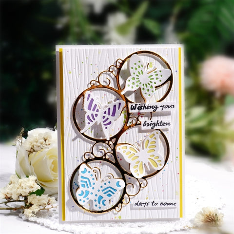 Inlovearts Butterfly Round Border Metal Cutting Dies