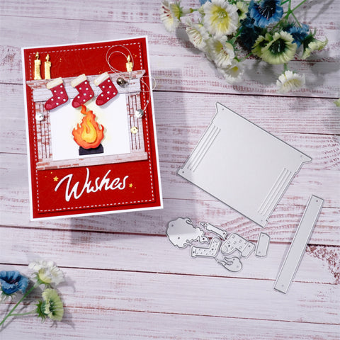 Inlovearts Christmas Fireplace Metal Cutting Dies