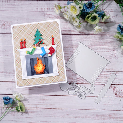 Inlovearts Christmas Fireplace Metal Cutting Dies