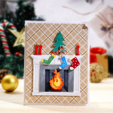 Inlovearts Christmas Fireplace Metal Cutting Dies