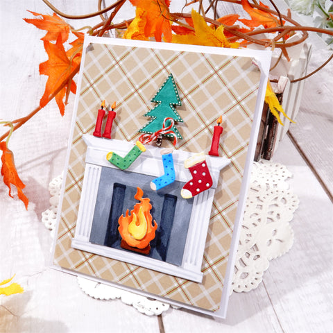 Inlovearts Christmas Fireplace Metal Cutting Dies