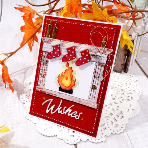Inlovearts Christmas Fireplace Metal Cutting Dies