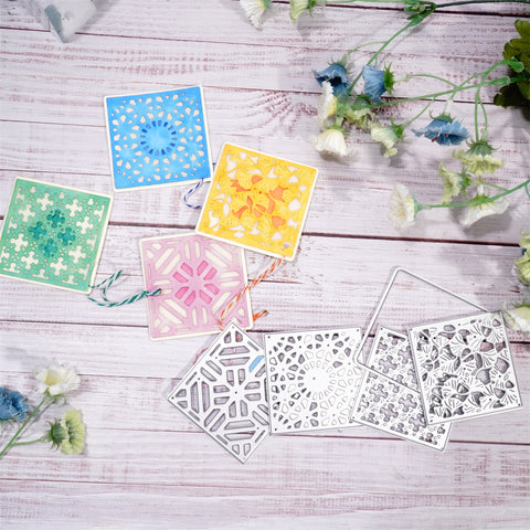 Inlovearts Four Different Patterned Squares Background Board Dies