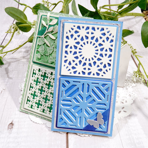Inlovearts Four Different Patterned Squares Background Board Dies