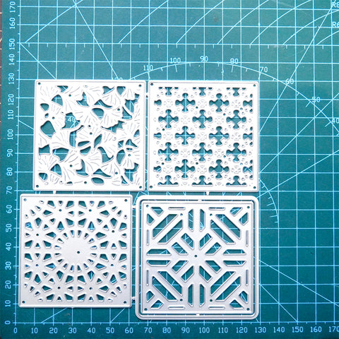 Inlovearts Four Different Patterned Squares Background Board Dies